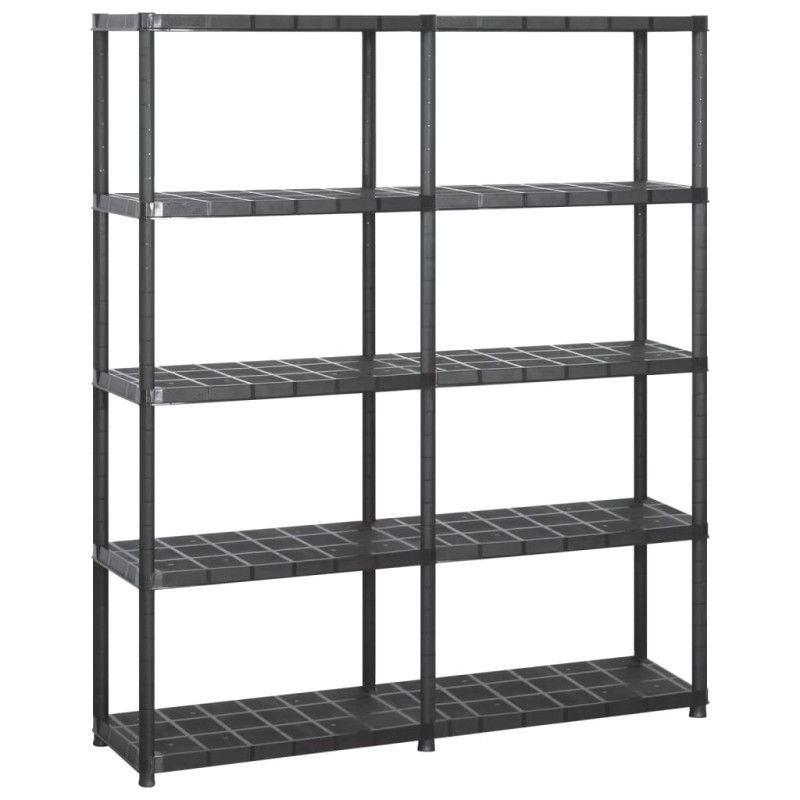 vidaXL Estanterías de almacenaje 5 niveles plástico negro 142x38x170cm