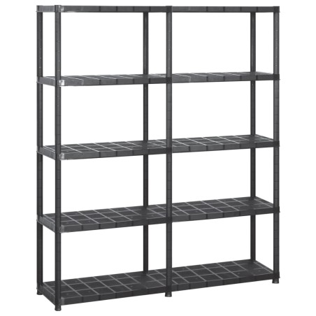 vidaXL Estanterías de almacenaje 5 niveles plástico negro 142x38x170cm