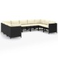 vidaXL Set de muebles de jardín 9 pzas y cojines ratán sintético negro vidaXL Set de muebles de jardín 9 pzas y cojines ratán sintético negro