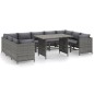 vidaXL Set de muebles de jardín 10 pzas y cojines ratán sintético gris vidaXL Set de muebles de jardín 10 pzas y cojines ratán sintético gris