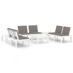 vidaXL Set de muebles de jardín 6 piezas con cojines plástico blanco