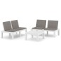 vidaXL Set de muebles de jardín 3 piezas con cojines plástico blanco