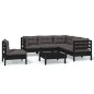 vidaXL Muebles de jardín 6 pzas con cojines negro madera de pino vidaXL Muebles de jardín 6 pzas con cojines negro madera de pino