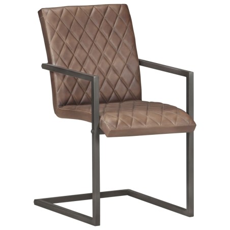 vidaXL Sillas voladizas de comedor 6 unidades cuero auténtico marrón