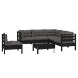 vidaXL Muebles de jardín 6 pzas con cojines negro madera de pino vidaXL Muebles de jardín 6 pzas con cojines negro madera de pino