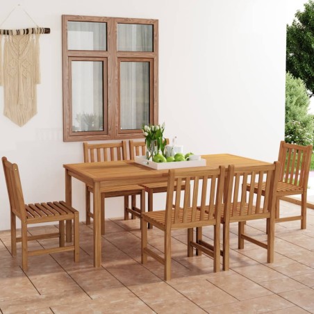 vidaXL Conjunto de comedor de jardín 7 piezas madera maciza de teca
