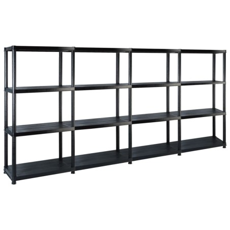 vidaXL Estanterías almacenaje 4 niveles plástico negro 244x30,5x130 cm