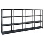 vidaXL Estanterías almacenaje 4 niveles plástico negro 244x30,5x130 cm vidaXL Estanterías almacenaje 4 niveles plástico negro 244x30,5x130 cm