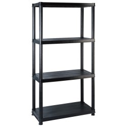 vidaXL Estanterías almacenaje 4 niveles plástico negro 244x30,5x130 cm