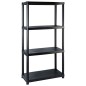 vidaXL Estanterías almacenaje 4 niveles plástico negro 244x30,5x130 cm vidaXL Estanterías almacenaje 4 niveles plástico negro 244x30,5x130 cm
