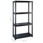 vidaXL Estanterías almacenaje 4 niveles plástico negro 244x30,5x130 cm vidaXL Estanterías almacenaje 4 niveles plástico negro 244x30,5x130 cm