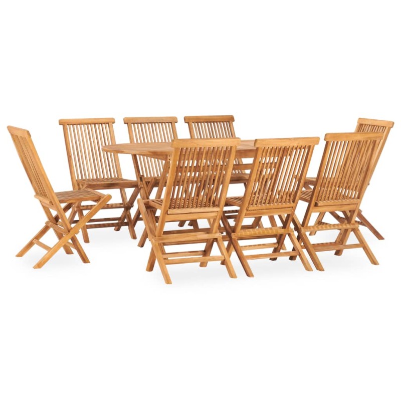 vidaXL Set de comedor de jardín plegable 9 pzas madera maciza de teca vidaXL Set de comedor de jardín plegable 9 pzas madera maciza de teca
