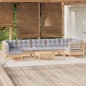 vidaXL Juego de muebles de jardín 8 pzas y cojines madera pino gris vidaXL Juego de muebles de jardín 8 pzas y cojines madera pino gris