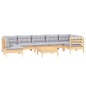 vidaXL Juego de muebles de jardín 8 pzas y cojines madera pino gris vidaXL Juego de muebles de jardín 8 pzas y cojines madera pino gris