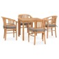 vidaXL Set de comedor de jardín 5 pzas y cojines madera maciza de teca vidaXL Set de comedor de jardín 5 pzas y cojines madera maciza de teca