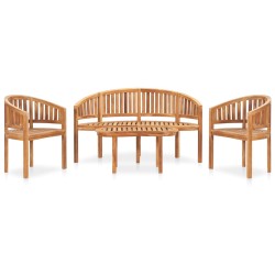 vidaXL Juego de muebles de jardín 4 piezas madera maciza de teca