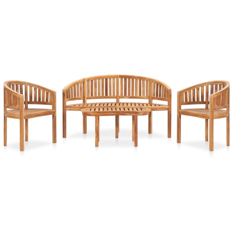 vidaXL Juego de muebles de jardín 4 piezas madera maciza de teca