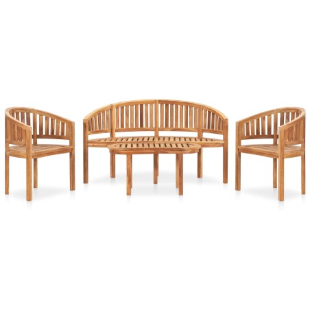 vidaXL Juego de muebles de jardín 4 piezas madera maciza de teca