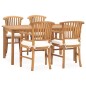 vidaXL Set de comedor de jardín 5 pzas y cojines madera maciza de teca