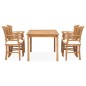 vidaXL Set de comedor de jardín 5 pzas y cojines madera maciza de teca