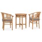 vidaXL Set de comedor de jardín 3 pzas y cojines madera maciza de teca vidaXL Set de comedor de jardín 3 pzas y cojines madera maciza de teca
