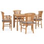 vidaXL Set de comedor de jardín 5 pzas y cojines madera maciza de teca vidaXL Set de comedor de jardín 5 pzas y cojines madera maciza de teca