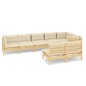 vidaXL Muebles de jardín 8 pzas y cojines madera maciza de pino crema vidaXL Muebles de jardín 8 pzas y cojines madera maciza de pino crema