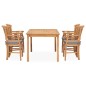 vidaXL Set de comedor de jardín 5 pzas y cojines madera maciza de teca vidaXL Set de comedor de jardín 5 pzas y cojines madera maciza de teca