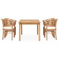 vidaXL Set de comedor de jardín 5 pzas y cojines madera maciza de teca vidaXL Set de comedor de jardín 5 pzas y cojines madera maciza de teca