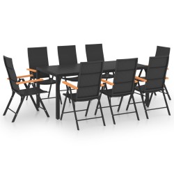 vidaXL Juego de comedor para jardín 9 piezas negro y marrón