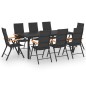 vidaXL Juego de comedor para jardín 9 piezas negro y marrón vidaXL Juego de comedor para jardín 9 piezas negro y marrón