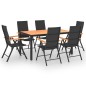 vidaXL Juego de comedor para jardín 7 piezas negro y marrón vidaXL Juego de comedor para jardín 7 piezas negro y marrón