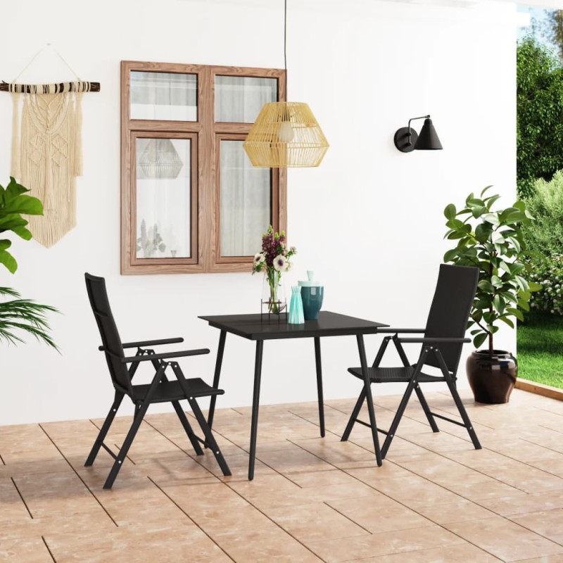 vidaXL Juego de comedor para jardín 3 piezas negro vidaXL Juego de comedor para jardín 3 piezas negro
