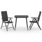 vidaXL Juego de comedor para jardín 3 piezas negro vidaXL Juego de comedor para jardín 3 piezas negro