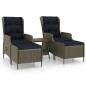 vidaXL Set muebles de jardín 3 piezas y cojines ratán sintético marrón vidaXL Set muebles de jardín 3 piezas y cojines ratán sintético marrón