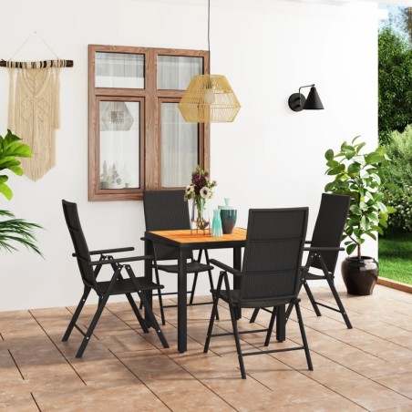 vidaXL Juego de comedor de jardín 5 piezas negro y marrón