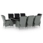 vidaXL Set comedor jardín 9 pzas y cojines ratán sintético gris claro vidaXL Set comedor jardín 9 pzas y cojines ratán sintético gris claro