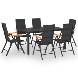 vidaXL Juego de comedor para jardín 7 piezas negro y marrón
