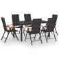 vidaXL Juego de comedor para jardín 7 piezas negro y marrón