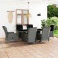 vidaXL Set comedor jardín 7 pzas y cojines ratán sintético gris claro vidaXL Set comedor jardín 7 pzas y cojines ratán sintético gris claro