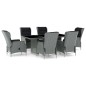 vidaXL Set comedor jardín 7 pzas y cojines ratán sintético gris claro vidaXL Set comedor jardín 7 pzas y cojines ratán sintético gris claro
