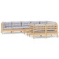 vidaXL Juego de muebles de jardín 9 pzas y cojines madera maciza pino vidaXL Juego de muebles de jardín 9 pzas y cojines madera maciza pino