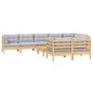 vidaXL Juego de muebles de jardín 9 pzas y cojines madera maciza pino vidaXL Juego de muebles de jardín 9 pzas y cojines madera maciza pino