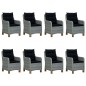 vidaXL Set comedor jardín 9 pzas y cojines ratán sintético gris claro