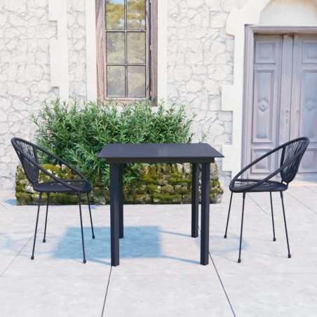 vidaXL Juego de comedor jardín 3 piezas ratán PVC negro 