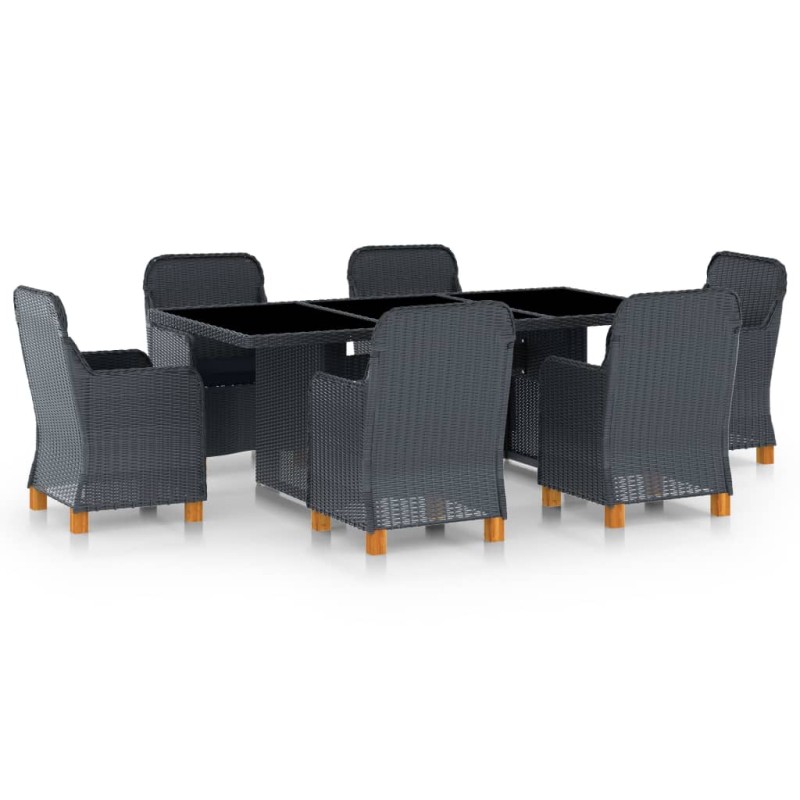 vidaXL Set comedor jardín 7 pzas cojines ratán sintético gris oscuro vidaXL Set comedor jardín 7 pzas cojines ratán sintético gris oscuro