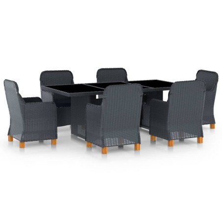 vidaXL Set comedor jardín 7 pzas cojines ratán sintético gris oscuro