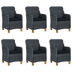 vidaXL Set comedor jardín 7 pzas cojines ratán sintético gris oscuro