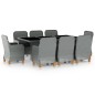 vidaXL Set comedor jardín 9 pzas y cojines ratán sintético gris claro vidaXL Set comedor jardín 9 pzas y cojines ratán sintético gris claro