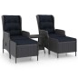 vidaXL Set muebles jardín 3 pzas ratán sintético gris oscuro y cojines